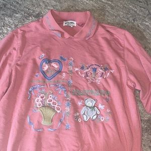 Alfred Dunner Pink Vintage Collard Long Sleeve